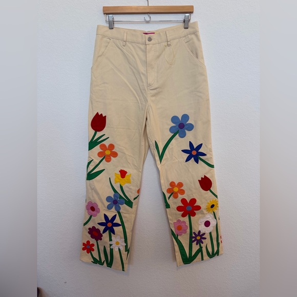 Tyler McGillivary Garden Pants Floral Spring Pants NWOT XL Cream/Multicolor - Picture 2 of 8